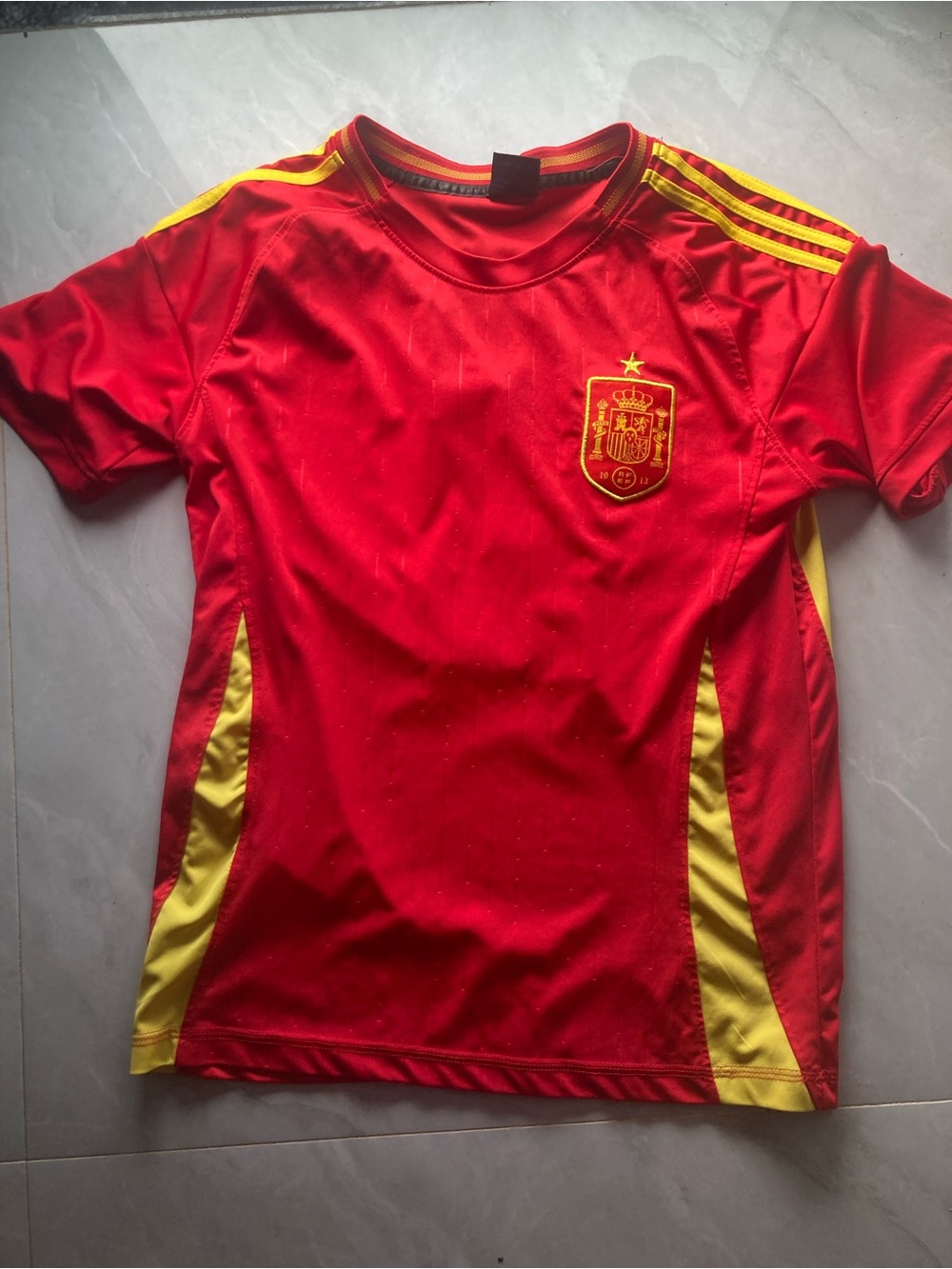 adidas Red and Yellow Spain Soccer Jersey
